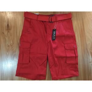 Galaxy by Harvic Red Cargo Shorts Men’s 30 Belted Utility Streetwear